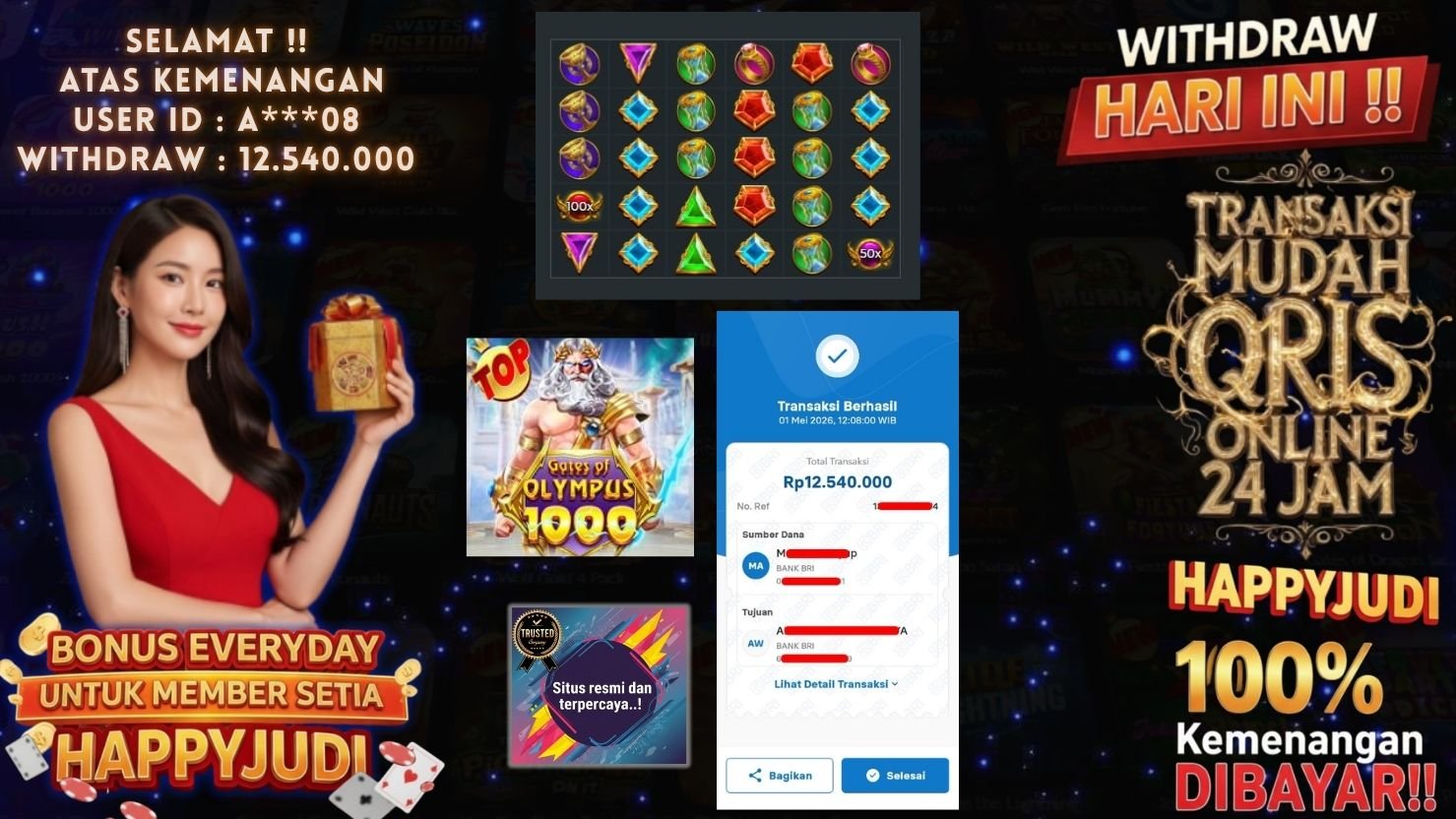 HAPPYJUDI JACKPOT SLOT GATES OF OLYMPUS 1000